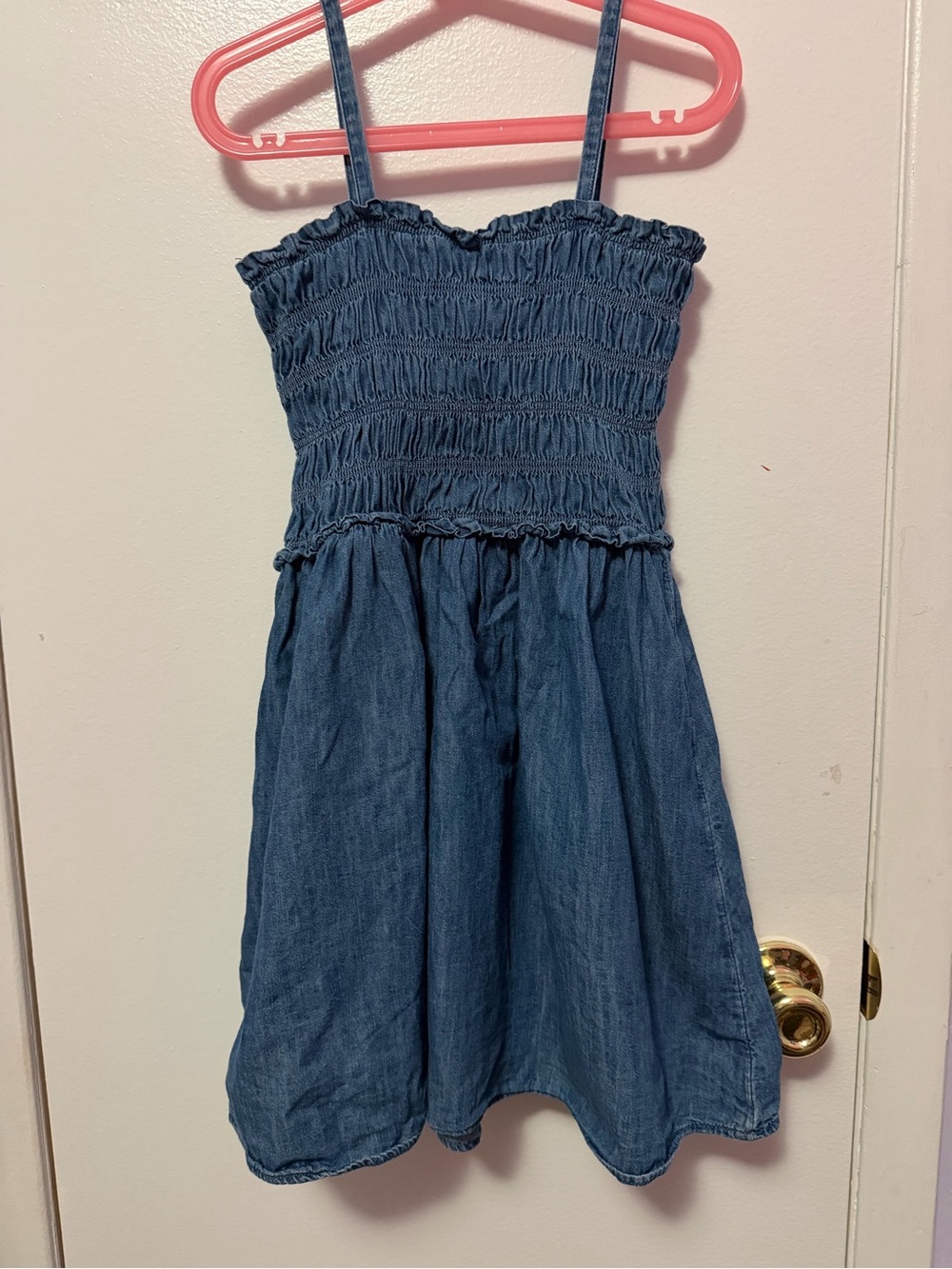 GAP Blue Smocked Chambray Sundress with Straps